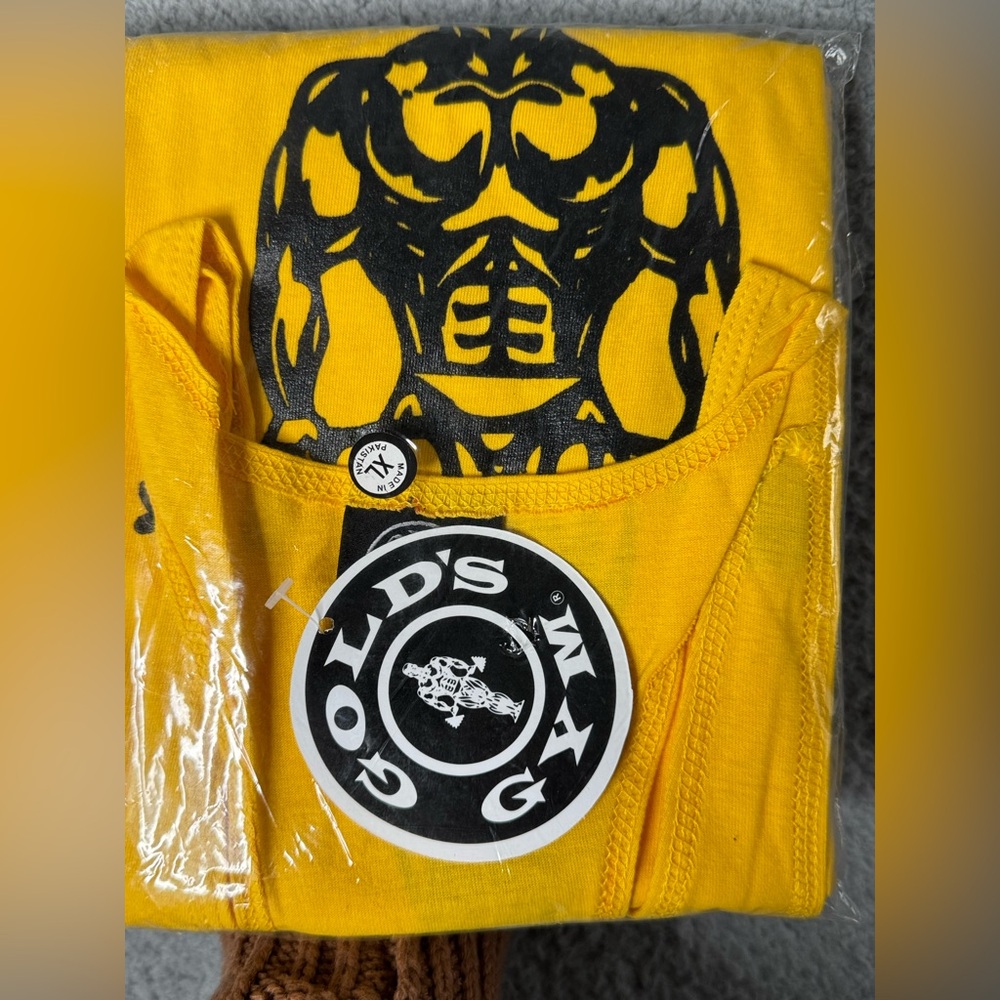 NWT-Mens XL Golds Gym Training Workout Muscle Sleeveless Yellow Tank Shi… - Picture 6 of 6